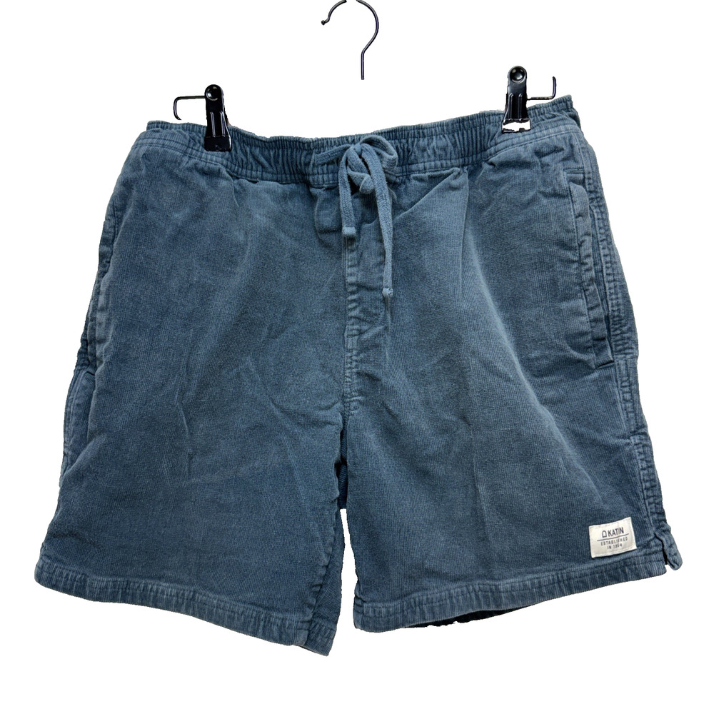 Katin Mens Cord Local Shorts Size M Overcast Blue Gray Cotton Corduroy Pull On